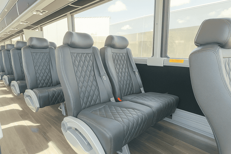 interior of Thornton Minibus Company charter bus