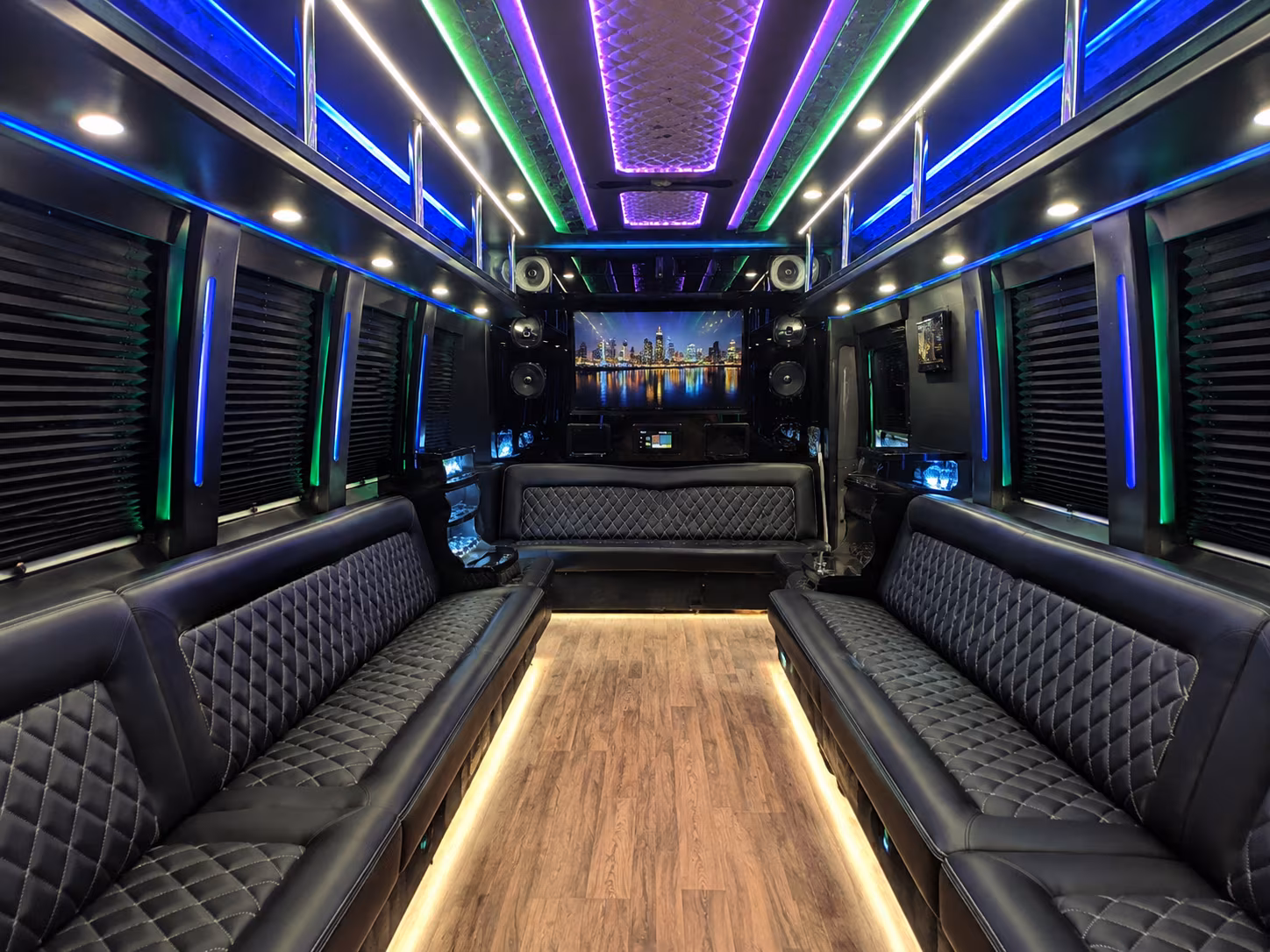 thornton 25 passenger party bus interior