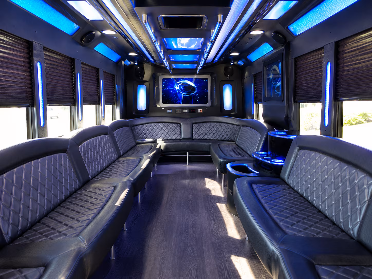 thornton 28 passenger party bus inside