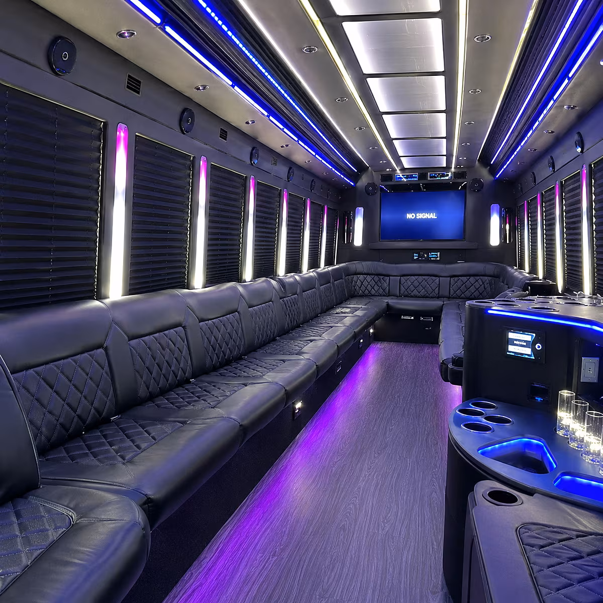 thornton 30 passenger party bus inside